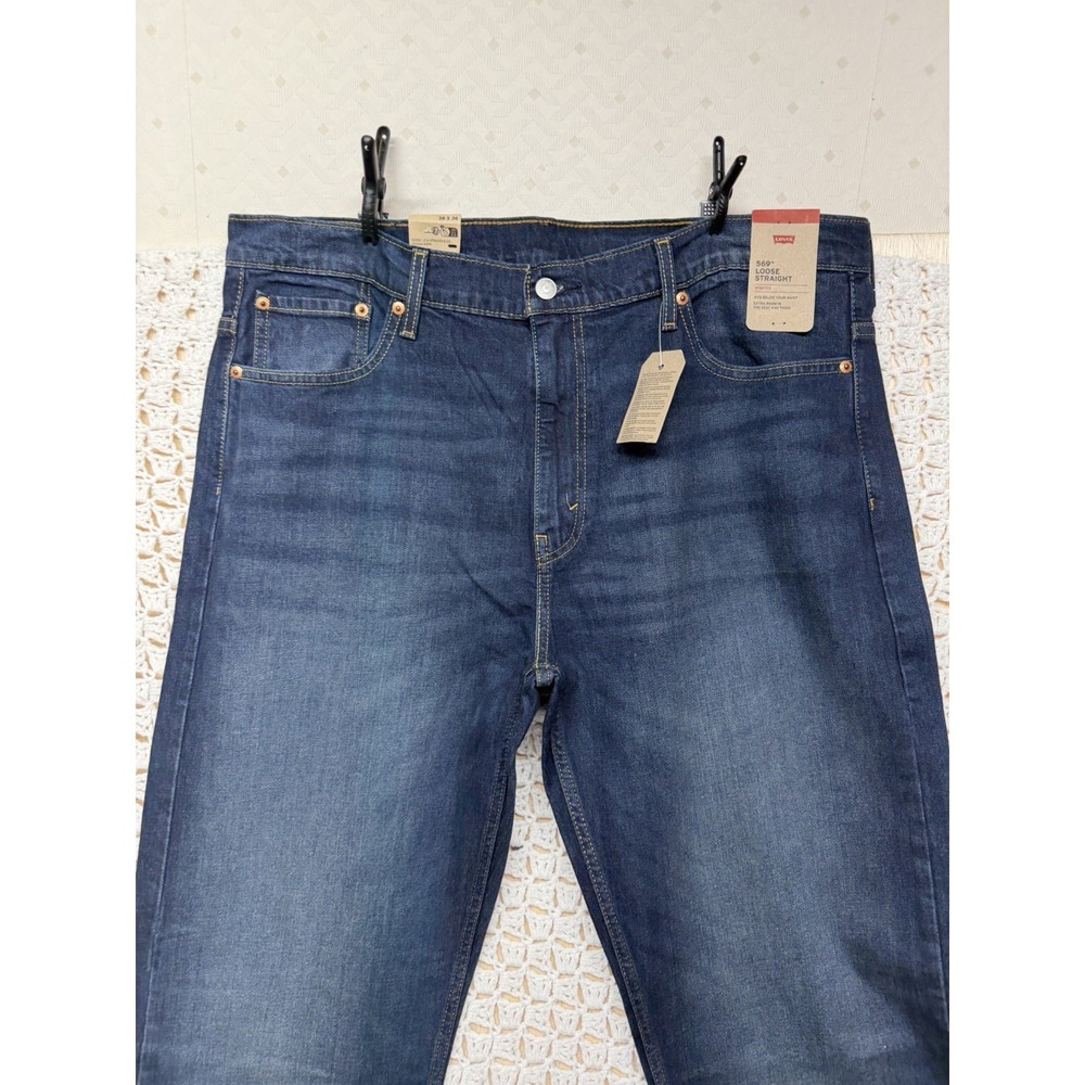 Levis 569 Jeans Mens Tag 38x36 Fits 40x35 Blue Denim Loose Straight NWT - Picture 12 of 13